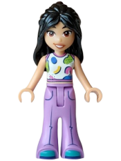 LEGO Friends Liann - White Tank Top, Medium Lavender Trousers Bell-Bottoms, Dark Turquoise Shoes set
