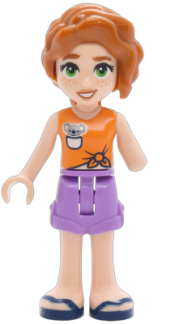 LEGO Friends Autumn - Orange Sleeveless Top, Medium Lavender Shorts Folded Hem, Dark Blue Sandals set