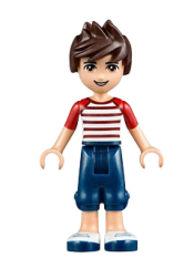 LEGO Friends Noah, Dark Blue Cropped Trousers, Red and White Striped Top minifigure