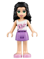 LEGO Friends Emma, Medium Lavender Skirt, White Top with Pink Flowers minifigure