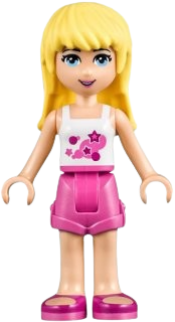 LEGO Friends Stephanie, Dark Pink Shorts, White Top with Stars minifigure