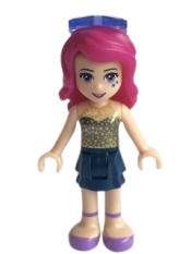 LEGO Friends Livi, Dark Blue Layered Skirt, Gold Sequined Halter Top, Sunglasses minifigure