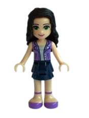 LEGO Friends Emma, Dark Blue Layered Skirt, Medium Lavender Vest minifigure