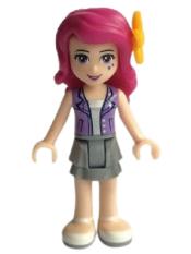 LEGO Friends Livi, Flat Silver Layered Skirt, Medium Lavender Vest, Flower minifigure