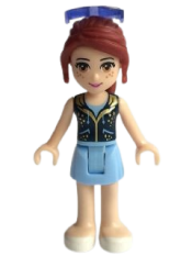 LEGO Friends Mia, Bright Light Blue Skirt, Dark Blue Vest Top, Sunglasses minifigure