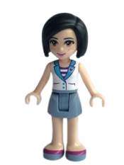 LEGO Friends Sandra, Sand Blue Skirt, White Vest over Striped Shirt minifigure