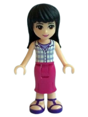 LEGO Friends Maya, Magenta Mid Length Skirt, White Plaid Button Shirt minifigure