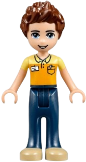 LEGO Friends Daniel, Dark Blue Trousers, Orange and Bright Light Yellow Polo Shirt minifigure