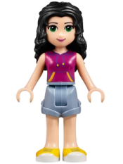 LEGO Friends Emma, Sand Blue Shorts, Magenta Top with Yellow and Dark Purple Stripes minifigure