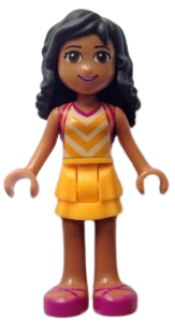 LEGO Friends Kate, Bright Light Orange Layered Skirt, Tan Top with Bright Light Orange Chevron Stripes minifigure