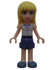 LEGO Friends Stephanie, Dark Purple Shorts, White Plaid Button Shirt minifigure