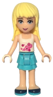 LEGO Friends Stephanie, Medium Azure Layered Skirt, White Top with Stars minifigure