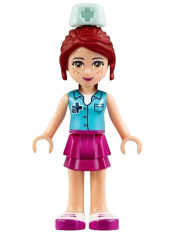 LEGO Friends Mia, Magenta Layered Skirt, Medium Azure Top with Cross Logo and Nurse Hat minifigure