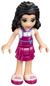 LEGO Friends Emma, Magenta Layered Skirt, White Top with Magenta Apron minifigure