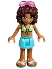 LEGO Friends Andrea, Medium Azure Skirt, Lime Swimsuit Top, Sunglasses minifigure