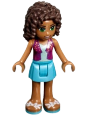 LEGO Friends Andrea, Medium Azure Skirt, Magenta Vest Top minifigure