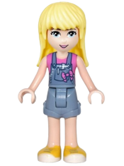 LEGO Friends Stephanie, Denim Overalls Skirt, Dark Pink Top minifigure