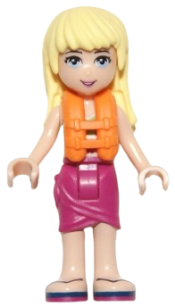 LEGO Friends Stephanie, Magenta Wrap Skirt, Lime Bikini Top, Life Jacket minifigure