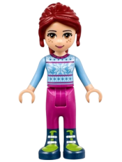LEGO Friends Mia, Magenta Trousers, Bright Light Blue Snowflake Sweater Top minifigure