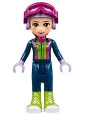 LEGO Friends Mia, Dark Blue Trousers, Dark Blue Top, Helmet, Goggles minifigure