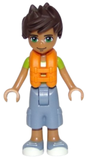 LEGO Friends Liam, Sand Blue Long Shorts, Lime and Yellow T-Shirt, Life Jacket minifigure