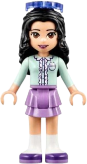 LEGO Friends Emma, Medium Lavender Layered Skirt, Light Aqua Top, Sunglasses minifigure