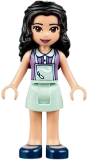 LEGO Friends Emma, Light Aqua Skirt, Medium Lavender Top with Light Aqua Apron minifigure