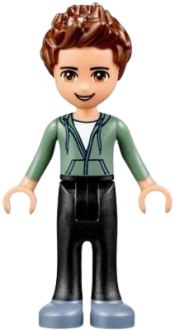 LEGO Friends Ethan, Black Trousers, Sand Green Hoodie minifigure