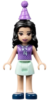 LEGO Friends Emma, Light Aqua Skirt, Medium Lavender Top and Party Hat minifigure