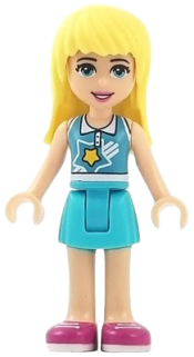 LEGO Friends Stephanie, Medium Azure Skirt, Medium Azure and White Top minifigure