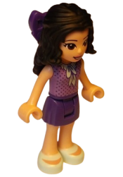 LEGO Friends Emma, Dark Purple Skirt, Medium Lavender Top, Light Aqua Shoes, Dark Purple Bow minifigure