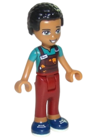 LEGO Friends Dean, Dark Red Trousers, Dark Turquoise Overalls Top minifigure