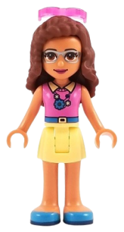 LEGO Friends Olivia, Bright Light Yellow Skirt, Dark Pink Top, Sunglasses minifigure