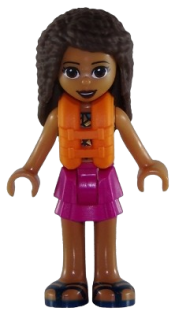 LEGO Friends Andrea, Magenta Layered Skirt, Dark Turquoise and Gold Top, Life Jacket minifigure