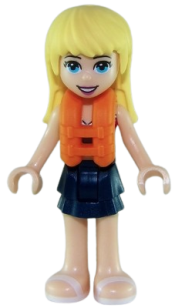 LEGO Friends Stephanie, Dark Blue Layered Skirt, Magenta and Medium Blue Swimsuit Top, Life Jacket minifigure