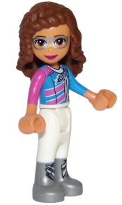 LEGO Friends Olivia, White Trousers, Dark Pink and Dark Azure Racing Jacket minifigure