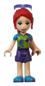 LEGO Friends Mia, Dark Purple Shorts, Lime Top, Red Hair, Sunglasses minifigure