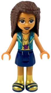 LEGO Friends Andrea, Dark Blue Skirt, Gold Top with Dark Turquoise Vest minifigure