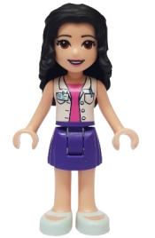 LEGO Friends Emma, Dark Purple Skirt, White Blouse with ID Card minifigure