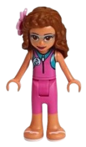 LEGO Friends Olivia, Dark Pink Wetsuit, Flower minifigure