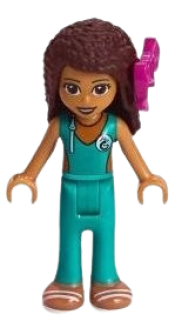 LEGO Friends Andrea, Dark Turquoise Wetsuit, Bow minifigure
