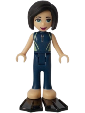 LEGO Friends Kacey, Dark Blue and Sand Green Wetsuit, Black Flippers minifigure