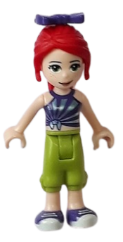 LEGO Friends Mia, Lime Cropped Trousers, Striped Top, Bow minifigure