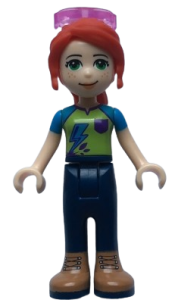 LEGO Friends Mia, Dark Blue Trousers, Lime Top, Red Hair, Sunglasses minifigure