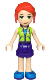 LEGO Friends Mia, Dark Purple Shorts, Lime Jacket Top, Red Hair minifigure