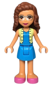 LEGO Friends Olivia, Dark Azure Skirt and Top with Bright Light Yellow Vest, Dark Pink Shoes minifigure
