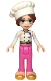 LEGO Friends Lillie, White Jacket, Dark Pink Pants, White Chef Toque with Hair minifigure