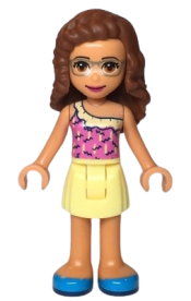 LEGO Friends Olivia, Bright Light Yellow Skirt, Dark Pink Top, Dark Azure Shoes minifigure