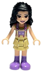 LEGO Friends Emma, Tan Dress with Straps, Medium Lavender Boots minifigure