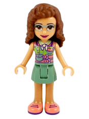 LEGO Friends Olivia, Sand Green Skirt, Sand Green Top, Coral Shoes minifigure